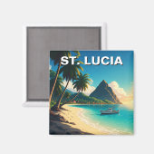 Aimant Voyage dans les Caraïbes à Sainte-Lucie (Recto/Verso)