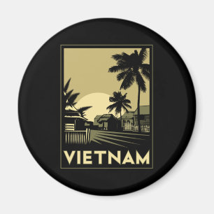 Aimant voyage d'art déco du Vietnam Asie du Sud-Est rétro