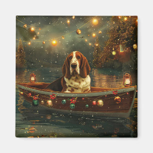 Aimant Voyage de fête de Noël de Basset Hound