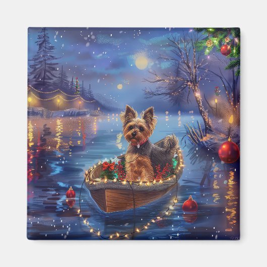 Aimant Voyage de fête de Noël du Biewer Terrier (Devant)