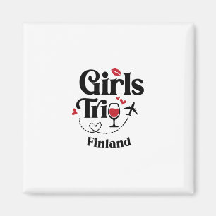 Aimant Voyage de filles au vin mignon Finlande Vacances