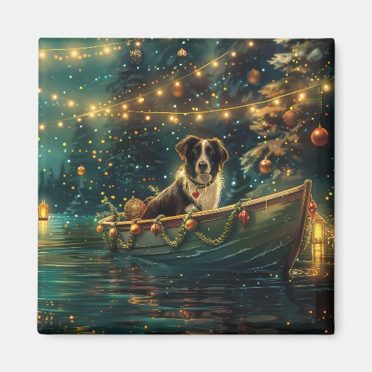 Aimant Voyage de Noël Festif Border Collie (Devant)