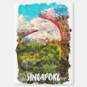 Aimant Voyage en Aquarelle de Singapour