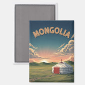 Aimant Voyage en yourte en Mongolie (Recto/Verso)
