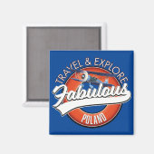 Aimant voyage explorer fabuleux logo Pologne (Recto/Verso)