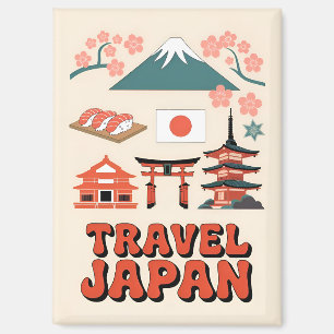 Aimant Voyage Rétro Japon Symboles Nationaux Iconiques
