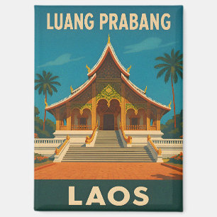 Aimant Voyage Rétro Vintage Luang Prabang Laos Temple