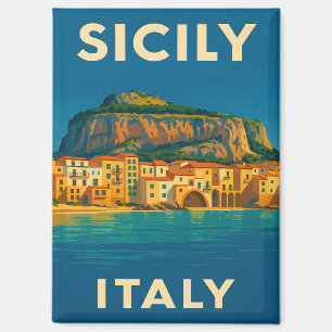 Aimant Voyage Rétro Vintage Sicile Italie Côtière Scéniqu