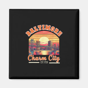 Aimant Voyage Ville Charmante Rétro Maryland Ltimore Ciel