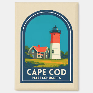 Aimant Voyage Vintage Cap Cod Phare Nauset Rétro