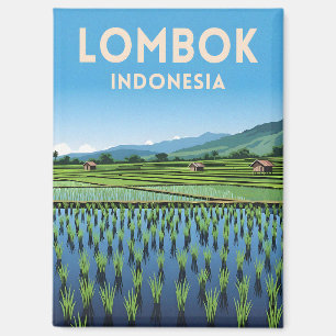 Aimant Voyage Vintage Lombok Indonésie Scénique Rétro