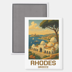 Aimant Voyage Vintage Rhodes Grèce