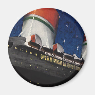 Aimant Voyage Vintage, Vacances sur un Navire de Croisièr
