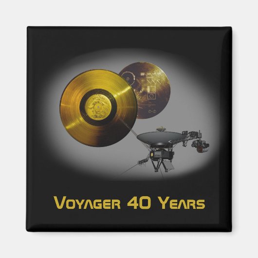 Aimant Voyager vaisseau spatial et record d'or à 40 (Devant)
