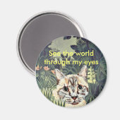 Aimant : "Voyez le monde à travers mes yeux" chat (Recto/Verso)
