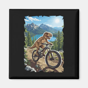 Aimant VTT de dinosaure à travers la piste forestière