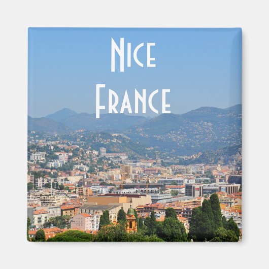 Aimant Vue aérienne de la ville de Nice en France (Devant)