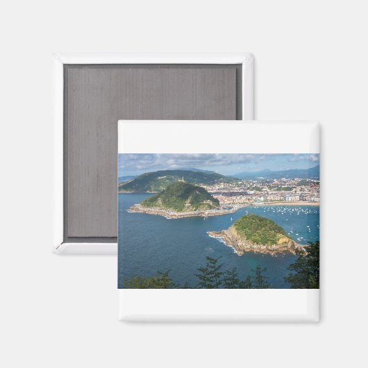 Aimant Vue aérienne de San Sebastian et Père Noël Clara (Recto/Verso)