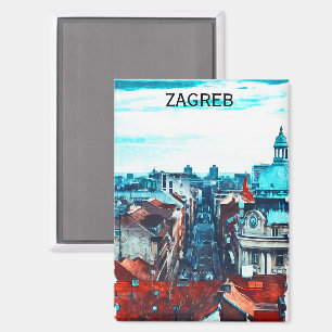 Aimant Vue Cityscape de Zagreb Croatie