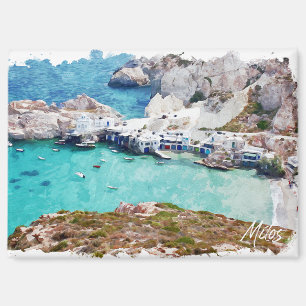 Aimant Vue côtière colorée de Milos Grèce