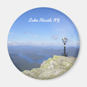 Aimant Vue d'aimant rond du Lake Placid NY