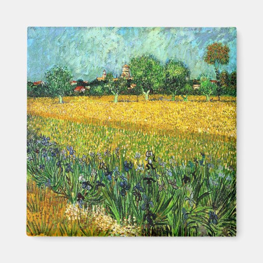 Aimant Vue d'Arles avec Irises au premier plan (Devant)