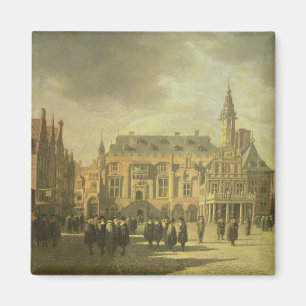 Aimant Vue de hôtel de ville dans le carré du marché d