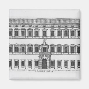 Aimant Vue de la façade du palais de Lateran, Rome, Co