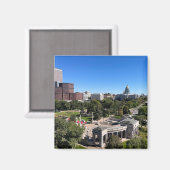 Aimant Vue de la skyline de Denver avec le Capitole de l' (Recto/Verso)