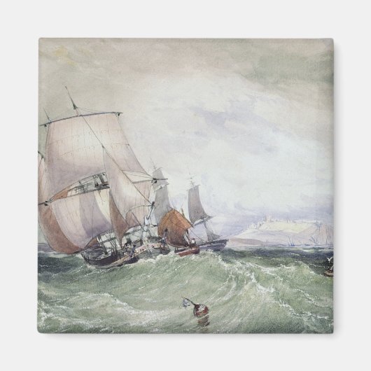 Aimant Vue de Scarborough, avec un Brig Collier (Devant)