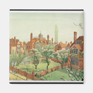 Aimant Vue du parc de Bedford, 1882 (litho de couleur) 2