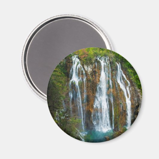 Aimant Vue en hauteur sur la cascade, Croatie (Recto/Verso)