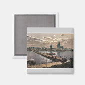 Aimant Vue générale, au clair de lune, Cologne, Rhin, Ge (Recto/Verso)