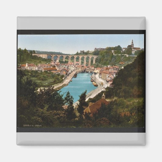 Aimant Vue générale, Dinan, France Photochrom vintage (Devant)