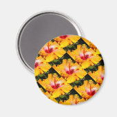 Aimant Vue latérale de l'Hibiscus orange (Recto/Verso)