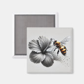 Aimant Vue macro détaillée d'une abeille (Recto/Verso)