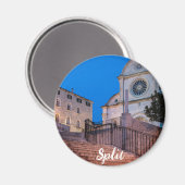 Aimant Vue nocturne des escaliers et de l'église à Split, (Recto/Verso)