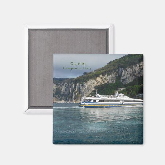 Aimant Vue pittoresque du bateau à passagers à Capri Ital (Recto/Verso)