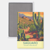 Aimant Vue Pittoresque du rétro Saguaro (Recto/Verso)