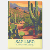 Aimant Vue Pittoresque du rétro Saguaro (Recto)