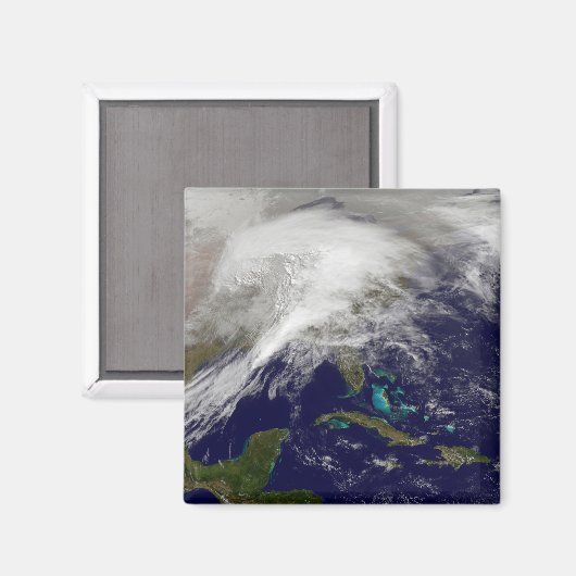 Aimant Vue satellite d'une tempête d'hiver massive (Recto/Verso)