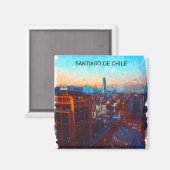 Aimant Vue Skyline Santiago du Chili (Recto/Verso)