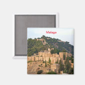 Aimant Vue sur la forteresse d'Alcazaba à Malaga (Recto/Verso)