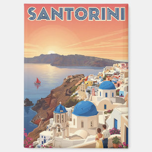 Aimant Vue sur le coucher de soleil Santorin Grèce Cyclad