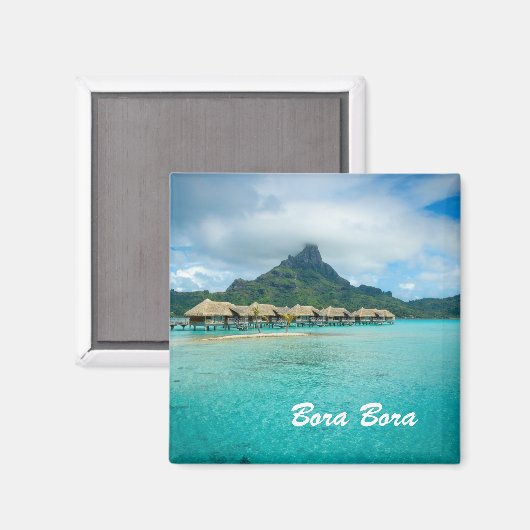Aimant Vue sur l'île de Bora Bora avec texte (Recto/Verso)