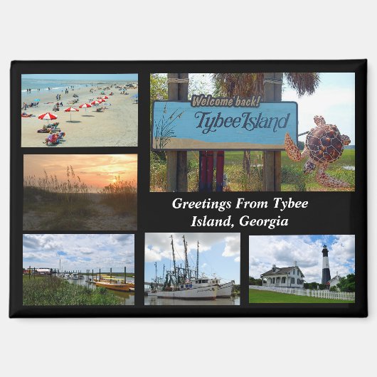 Aimant Vue sur l'île de Tybee, Géorgie (Recto)