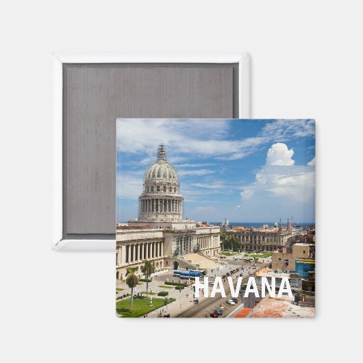 Aimant Vue sur un bâtiment du Capitole à La Havane, Cuba (Recto/Verso)