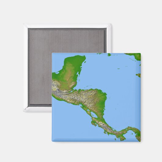 Aimant Vue topographique de l'Amérique centrale (Recto/Verso)