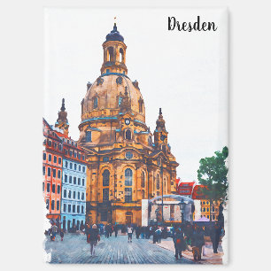 Aimant Vue ville de Dresde Allemagne Frauenkirche