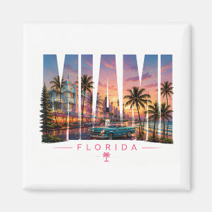 Aimant 🌴 Vues côtières de voyage à Miami Beach 🌴